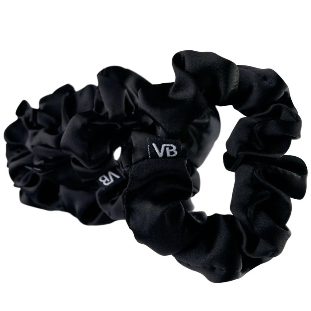 Satin Scrunchies Black Big Size - 6pcs - Image 3
